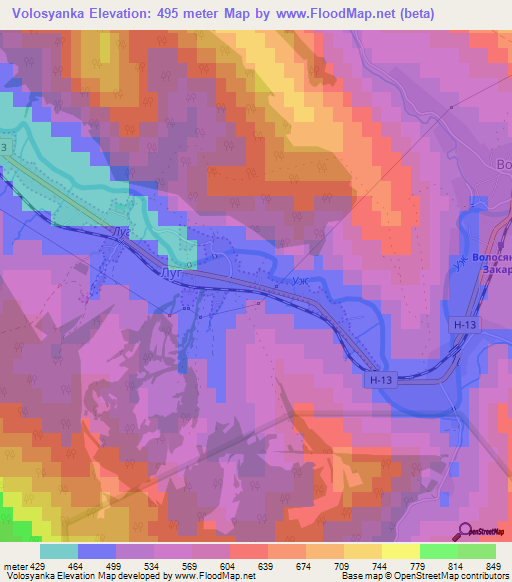 Volosyanka,Ukraine Elevation Map
