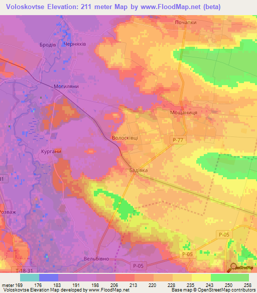 Voloskovtse,Ukraine Elevation Map