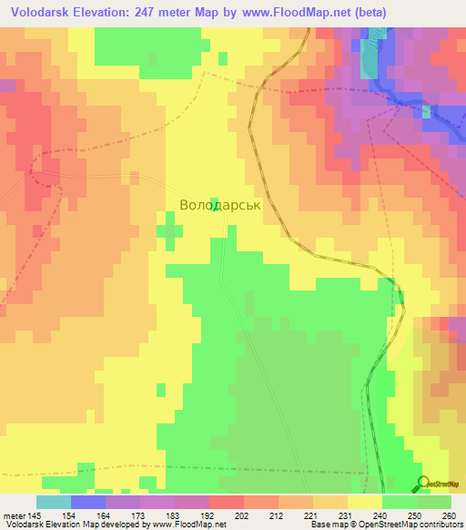 Volodarsk,Ukraine Elevation Map