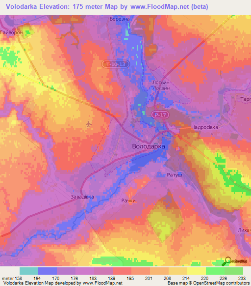 Volodarka,Ukraine Elevation Map