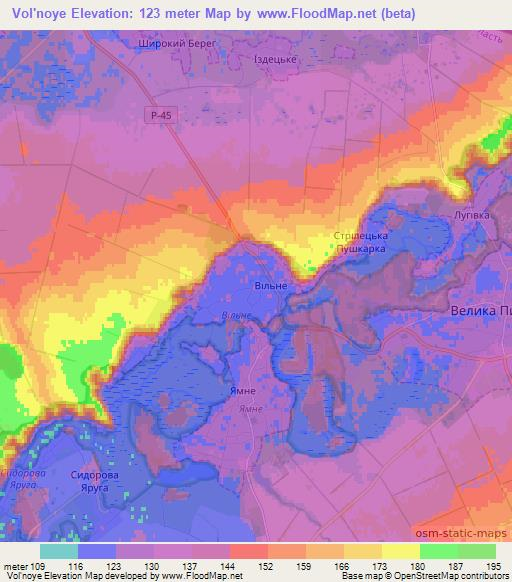 Vol'noye,Ukraine Elevation Map