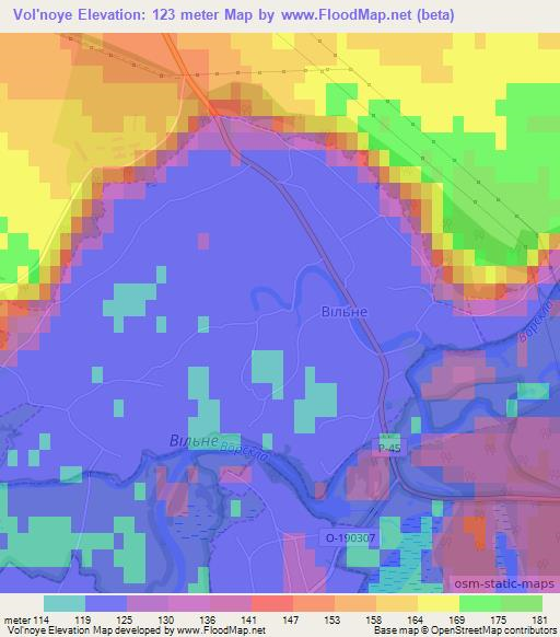 Vol'noye,Ukraine Elevation Map