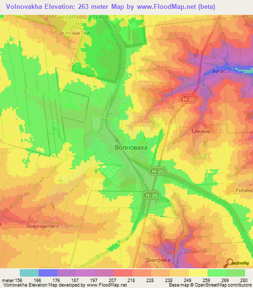 Volnovakha,Ukraine Elevation Map