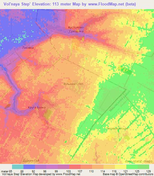 Vol'naya Step',Ukraine Elevation Map