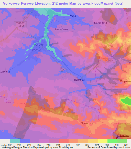 Volkovyye Pervyye,Ukraine Elevation Map