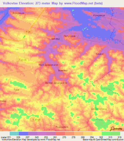 Volkovtse,Ukraine Elevation Map
