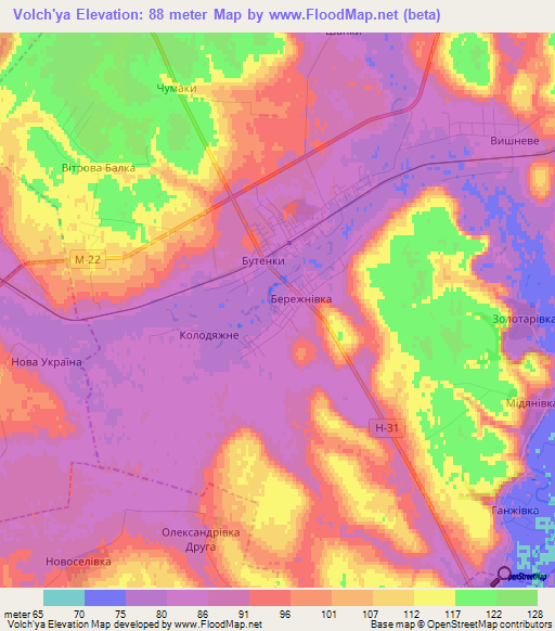 Volch'ya,Ukraine Elevation Map