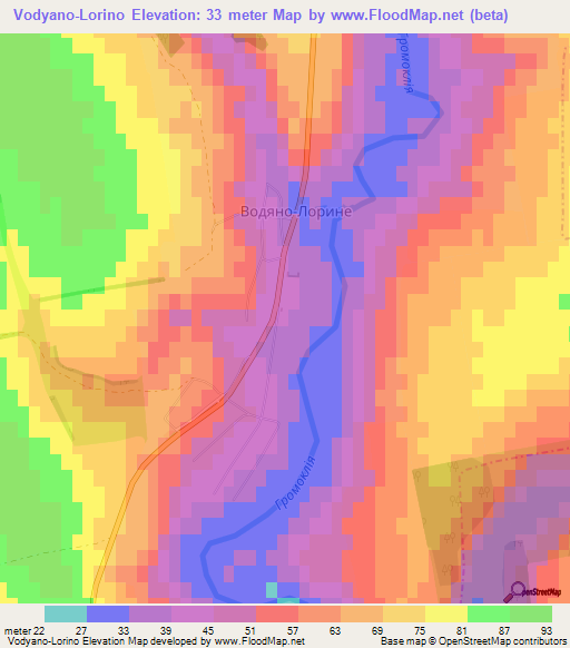 Vodyano-Lorino,Ukraine Elevation Map