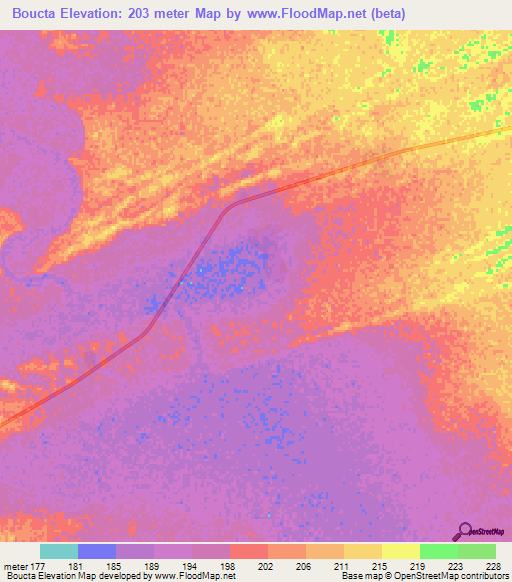 Boucta,Mauritania Elevation Map