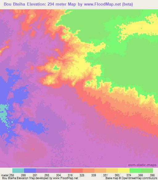 Bou Bteiha,Mauritania Elevation Map