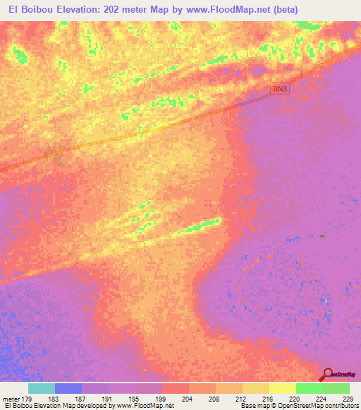 El Boibou,Mauritania Elevation Map