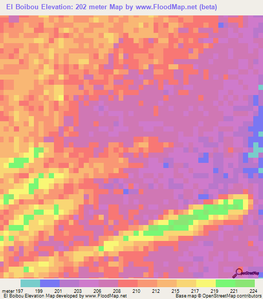 El Boibou,Mauritania Elevation Map