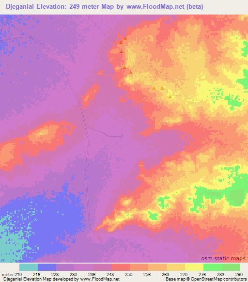 Djeganiai,Mauritania Elevation Map