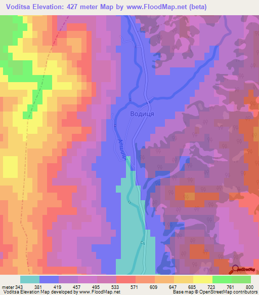 Voditsa,Ukraine Elevation Map