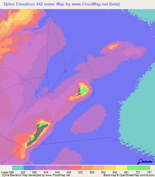 Djime,Mali Elevation Map