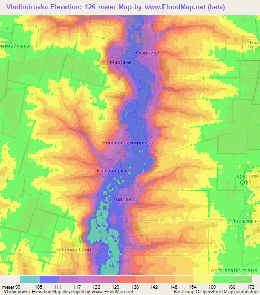 Vladimirovka,Ukraine Elevation Map