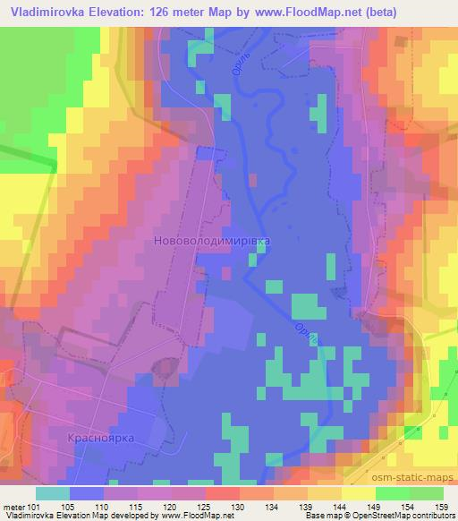 Vladimirovka,Ukraine Elevation Map