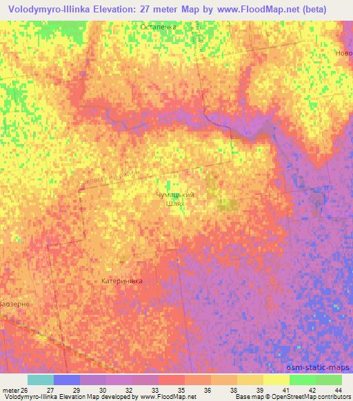 Volodymyro-Illinka,Ukraine Elevation Map