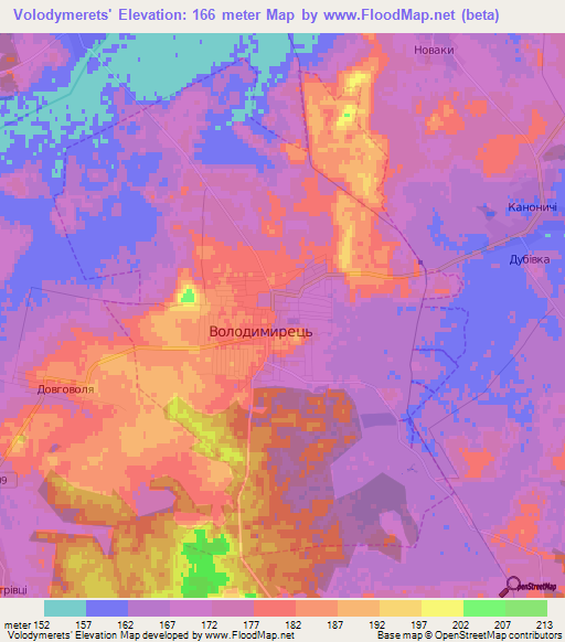 Volodymerets',Ukraine Elevation Map