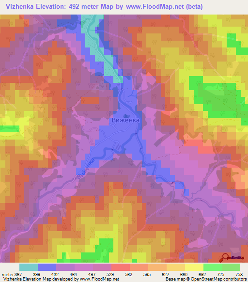 Vizhenka,Ukraine Elevation Map