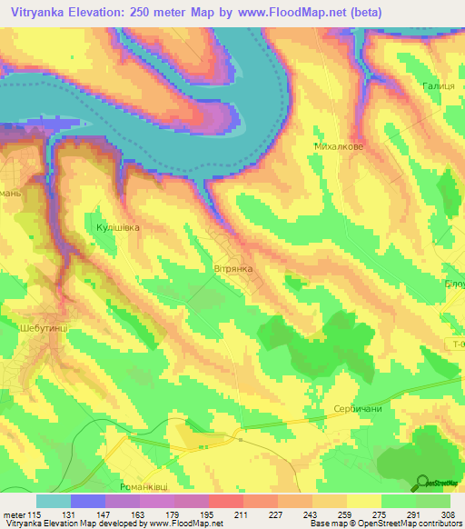 Vitryanka,Ukraine Elevation Map