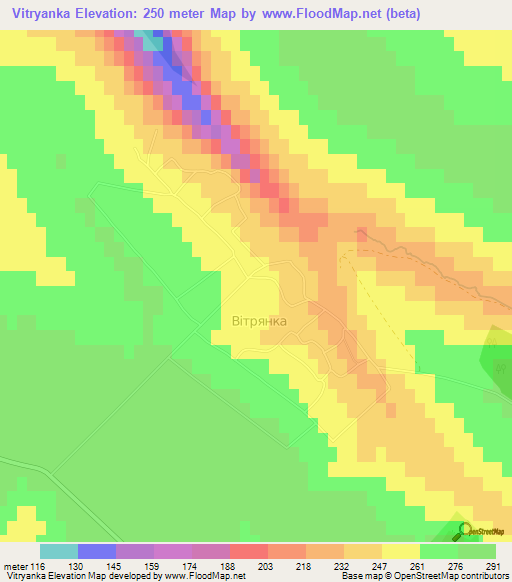 Vitryanka,Ukraine Elevation Map