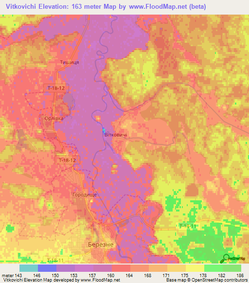 Vitkovichi,Ukraine Elevation Map