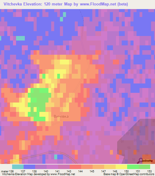Vitchevka,Ukraine Elevation Map