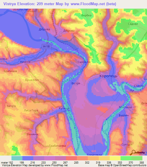 Vistrya,Ukraine Elevation Map