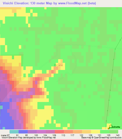 Visichi,Ukraine Elevation Map