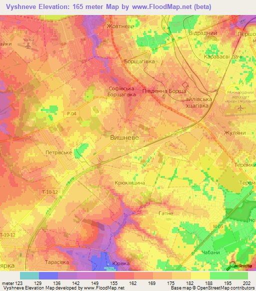 Vyshneve,Ukraine Elevation Map