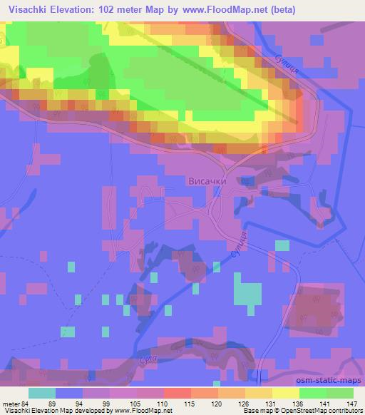 Visachki,Ukraine Elevation Map