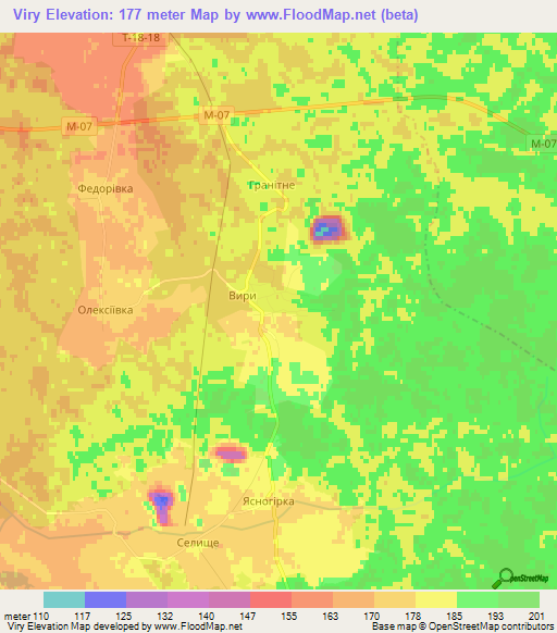Viry,Ukraine Elevation Map
