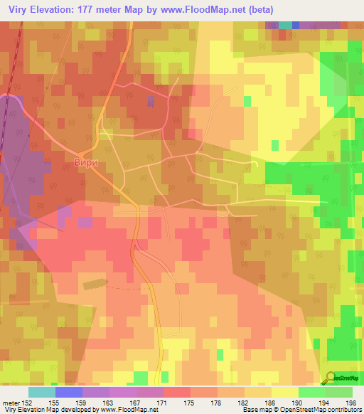 Viry,Ukraine Elevation Map