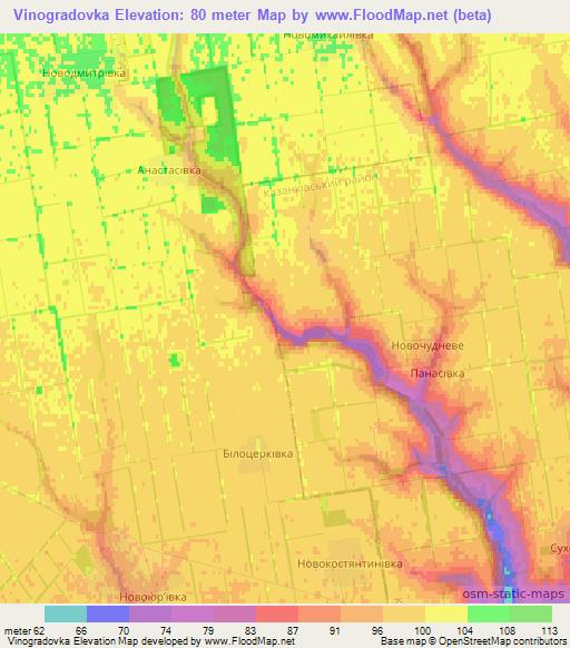 Vinogradovka,Ukraine Elevation Map
