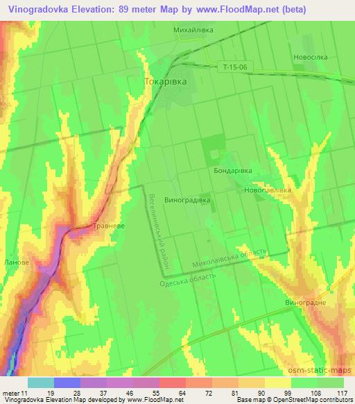 Vinogradovka,Ukraine Elevation Map