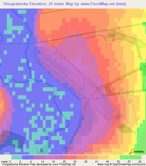 Vinogradovka,Ukraine Elevation Map