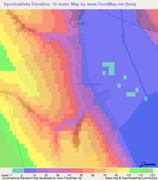 Vynohradivka,Ukraine Elevation Map
