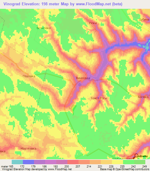 Vinograd,Ukraine Elevation Map