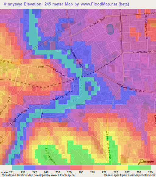 Vinnytsya,Ukraine Elevation Map