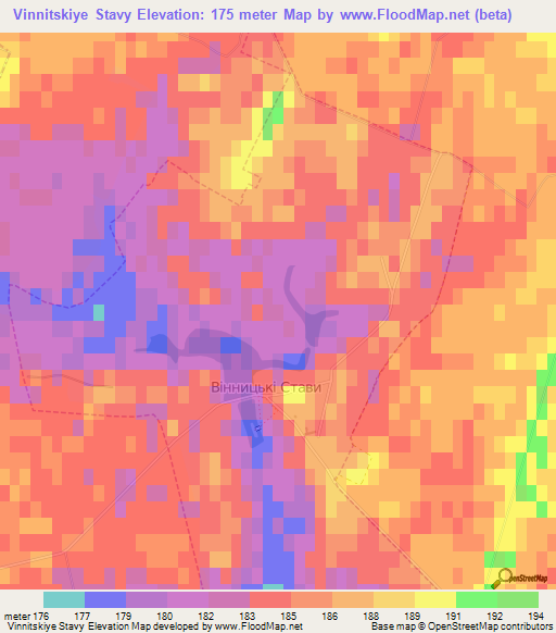 Vinnitskiye Stavy,Ukraine Elevation Map