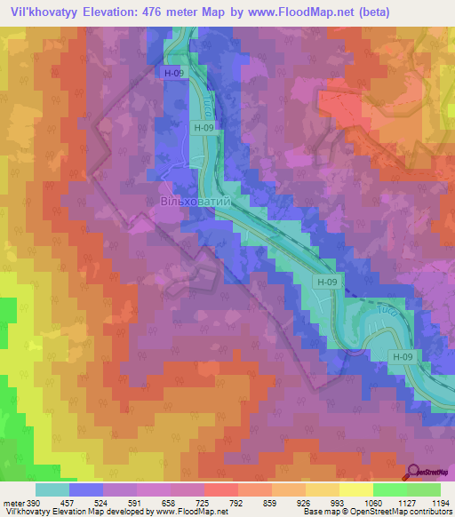 Vil'khovatyy,Ukraine Elevation Map