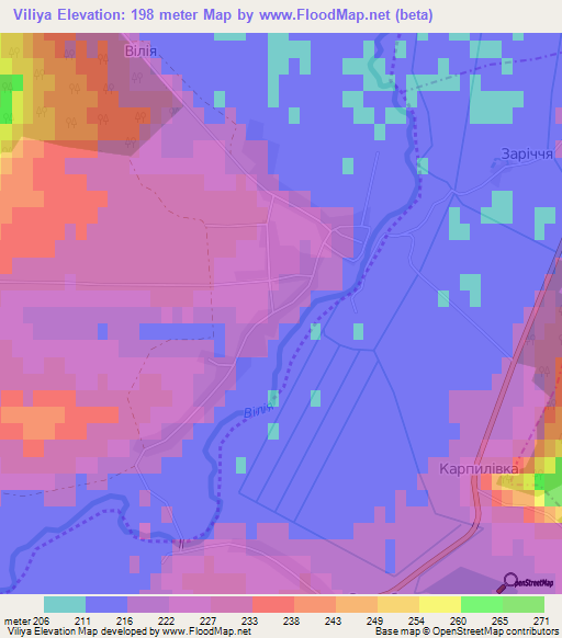 Viliya,Ukraine Elevation Map
