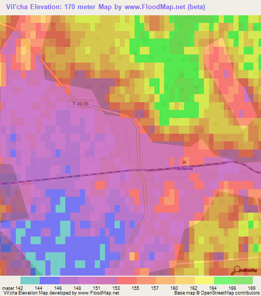 Vil'cha,Ukraine Elevation Map