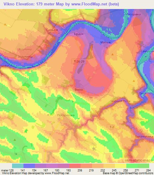 Vikno,Ukraine Elevation Map