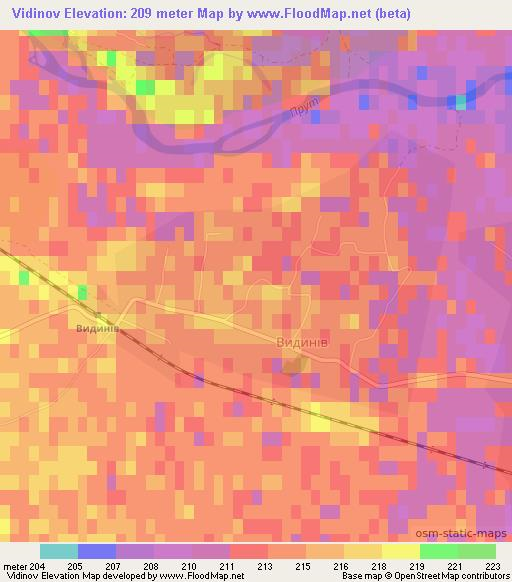 Vidinov,Ukraine Elevation Map