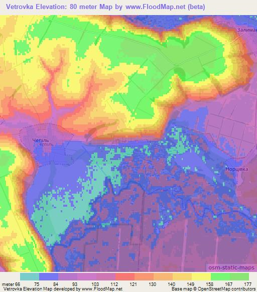 Vetrovka,Ukraine Elevation Map