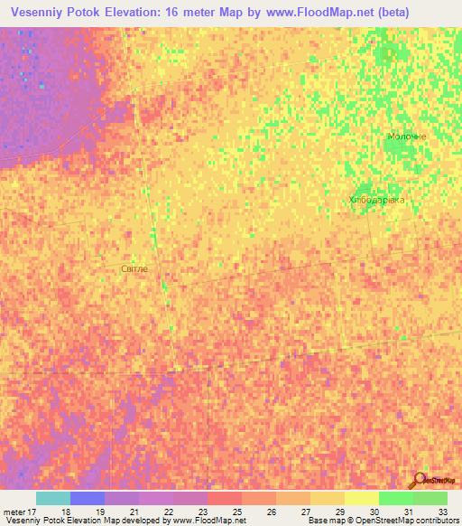 Vesenniy Potok,Ukraine Elevation Map