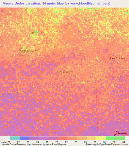 Vesele Druhe,Ukraine Elevation Map