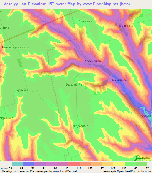 Veselyy Lan,Ukraine Elevation Map
